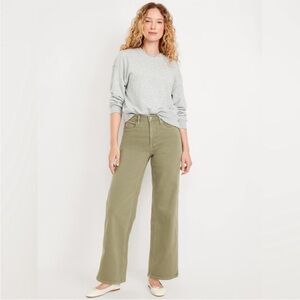 Old Navy Extra High-Rise Sky-Hi Wide Leg Sage Green Wide-Leg Jeans
